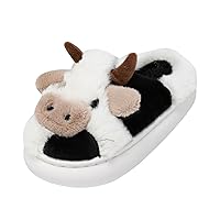 Kids Shoes Bedroom Home Cartoon Cow Cotton Shoes Winter Indoor Outdoor Slippers For Boys Big Boys House Slippers Size 6