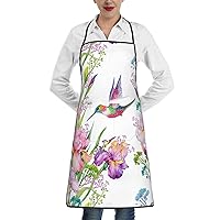 Garden Peony Print Novelty Kitchen Apron with Pockets for Women Cooking Baking Gardening Adjustable