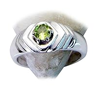 Natural Peridot Ring for Men Astrological August Birthstone Handmade Size 4,5,6,7,8,9,10,11,12
