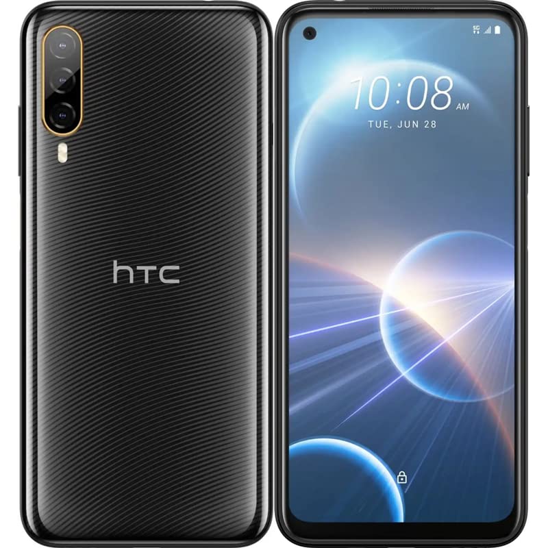 HTC Desire 22 Pro 5G (Black) Dual SIM 128GB + 8GB RAM Factory Unlocked (GSM Unlocked | No CDMA) Android Smartphone - International Version
