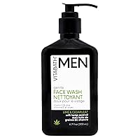 Vitabath Men's Gentle Face Wash Daily Nourishing Facial Cleanser - Restores Balance & Revives Skin Hydrating, Moisturizing Dry Skincare For Him - Lime & Cedarleaf - 8 fl oz