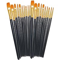 20pcs Paint Brushes Set Round Pointed Tip Paintbrushes Nylon Hair Artist Acrylic for Oil Watercolor (Color : Black, Size : As Shown)