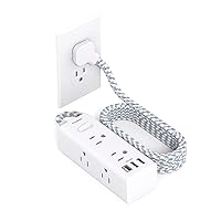 Surge Protector Power Strip, One Beat Ultra Thin Flat Plug Extension Cord 5ft, 6 Outlets 3 USB Ports(1 USB C), 3 Sided Outlet Extender for Home Office Travel Dorm Room Essentials