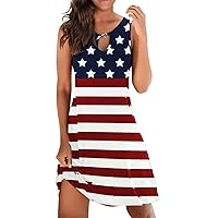 Summer Dresses for Women 2024 Maxi Long Sleeve,Women Casual Independence Day Print Tank Top Sleeveless Dress Cu