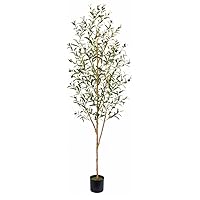 Artificial Olive Tree 7FT, Tall Faux Olive Trees Indoor Fake Olive Tree with Realistic Leaves and Fruits, Artificial Plants for Home Office Decor Gift