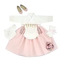 Girl Baby Hanbok First Birthday Party Celebration Korean Traditional Clothing 100th days 1-10 Ages Ivory Embroidery