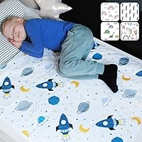 Hygge Sheets™ Potty Training Bed Pads - 100% Waterproof - Pee Pads for Twin and Toddler Beds - Reusable, Non Slip and Easy to Change at Night - Includes Free Children's E-Book - Space
