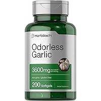 Odorless Garlic Softgels | 200 Count | Ultra Potent Garlic Extract | Non-GMO & Gluten Free Pills | by Horbaach