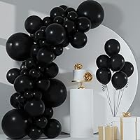 FEPITO Black Balloons Garland Kit 84 Pcs Matte Black Balloon Different Sizes Pack 18 12 10 5 Inch Black Party Balloons for Birthday Anniversary Bachelorette Graduation Black Party Decorations