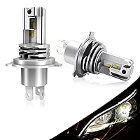 2 PCS H4 Car LED Low Beam Bulb, 6000LM Vehicle Integrated Fog Light Replacement, Plug And Play, Universal Waterproof Automotive Accent Light Accessories for Truck SUV Car (White Light)