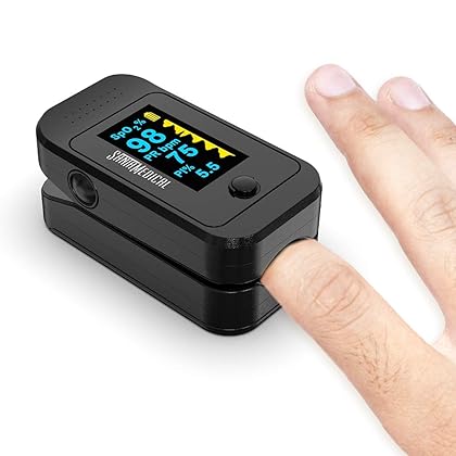Santamedical Dual Color OLED Pulse Oximeter Fingertip, Blood Oxygen Saturation Monitor (SpO2) with Case, Batteries and Lanyard