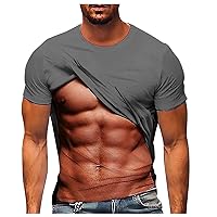 Work Tshirts for Mens Funny 3D Printed Short Sleeve T-Shirt Fake Muscle Shirt Graphic Shirt Novelty Graphic Shirt