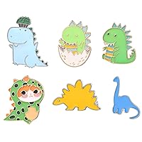 FaithHeart 6 Pieces Dinosaur Enamel Brooch Pin Set Party Cartoon Badges for Clothes Bags Backpacks - Lapel pins for Women Girls Clothes Decoration Jackets Accessory DIY Crafts Xmas Gift