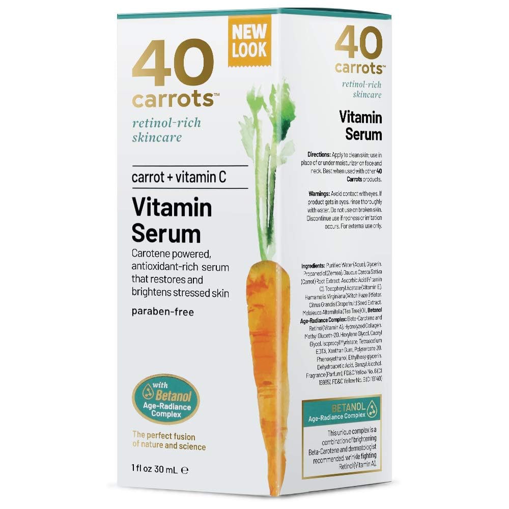 40 Carrots Vitamin Serum + Vitamin C - Hydrate, Brighten & Even Skin Tone | Help Reduce Fine Lines & Wrinkles - USA Made, Paraben & Cruelty Free (1oz)