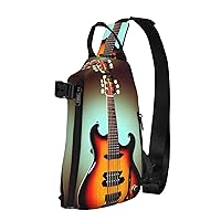 Guitar Bass Music Musical Instrument Print Lightweight Adjustable Crossbody Backpack Daypack For Men,Women Sling Bag