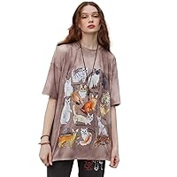 Women's Tops Women's Shirts Sexy Tops for Women Fairycore Cats Graphic Tie Dye Oversized Tee