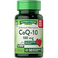 Enhanced Absorption CoQ-10 100 mg Plus Black Pepper Extract Quick Release Softgels - 50 ct, Pack of 2