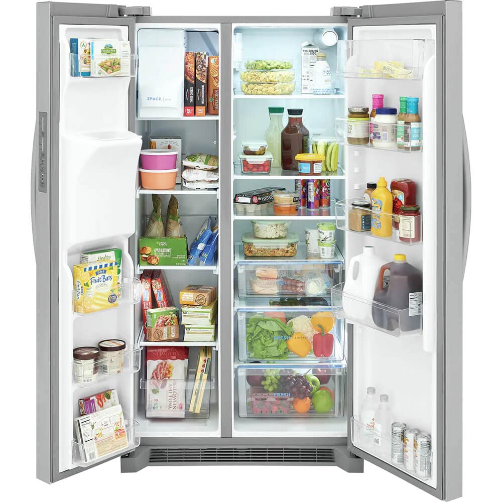 Frigidaire FRSC2333AS 36'' Freestanding Counter Depth Side by Side Refrigerator with 22.2 cu. ft. Capacity, Glass Shelves, Ice Maker, in Stainless Steel