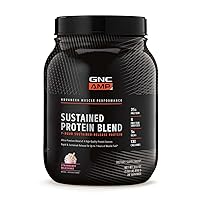 AMP Sustained Protein Blend | Targeted Muscle Building and Exercise Formula | 4 Protein Sources with Rapid & Sustained Release | Gluten Free | Strawberry Milkshake | 28 Servings