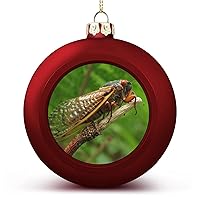Christmas Red Ball Ornament,A Painting of A Cute Cicada Heard in Nature Ball Ornaments Hanging Keepsake for Xmas Christmas Tree Decorations