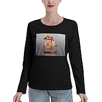 Cartoon Cat Shirt Women's Long Sleeve Round Neck T-Shirt