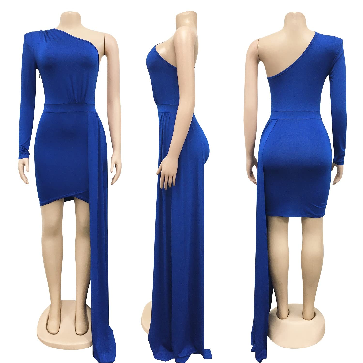 Zoctuo Womens Sexy Elegant Solid Color Cocktail Birthday Dress Party Club Outfit Bodycon Clubwear