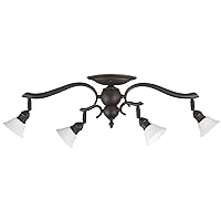 Canarm IT217A04ORB10 Addison 4-Light Dropped Track Lighting with Flat Opal Glass Shades, Oil Rubbed Bronze
