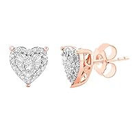 Natalia Drake 1/4 Cttw Heart Shaped Diamond Jewelry Earrings for Women or Womens Necklace in 925 Sterling Silver