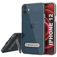 Punkcase for iPhone 12 Case [Lucid 3.0 Series] [Slim Fit] [Clear Back] Protective Cover W/Integrated Kickstand & PUNKSHIELD Screen Protector Compatible with iPhone 12 (6.1) (2020) [Grey]