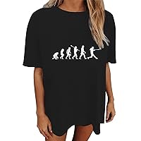 Shirts for Women 2024 Wedding Guest Women's Casual and Fashionable Black Interesting Baseball Print Crew Neck