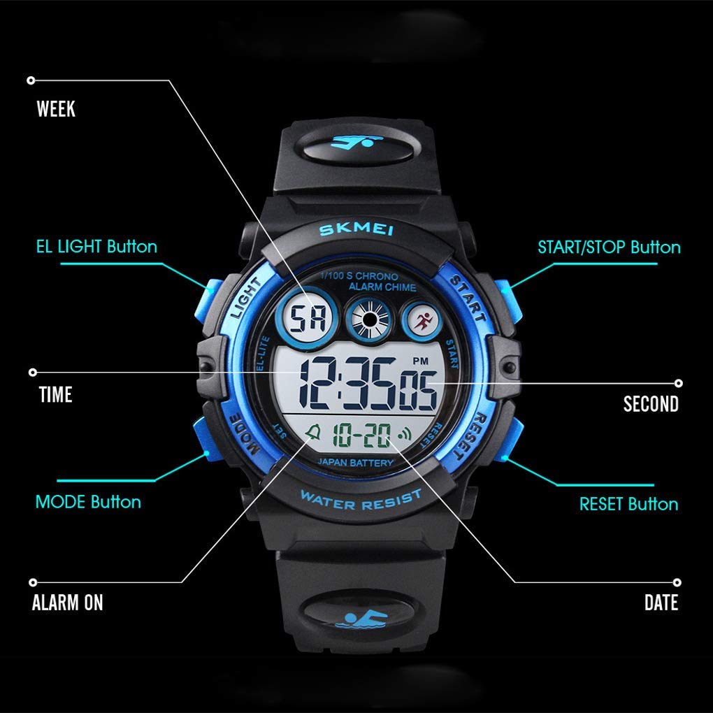 SKMEI Kids Sports Watch, Multi Function Digital Kids Watches Waterproof LED Light Wristwatches for Boys Girls
