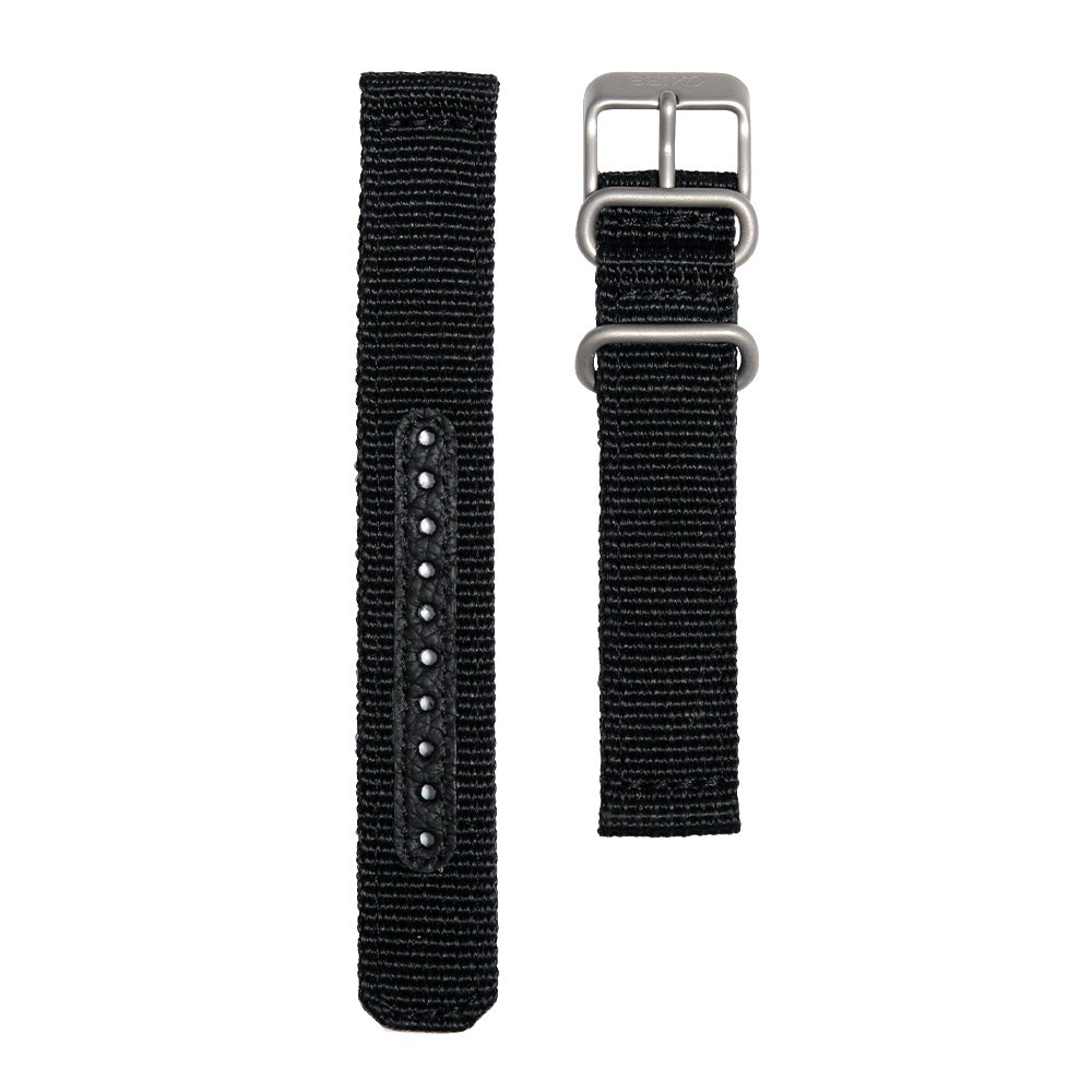 Seiko Chronograph Black Nylon 18Mm Watch Band - Black, 18Mm, Regular