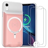 Battery Case for iPhone XR , Upgraded 10000mAh Rechargeable Portable Charging Case with Wireless Charging Compatible with iPhone XR (6.1 inch) with Carplay Extended Battery Pack Charger Case (Pink)