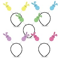 Whaline 5Pcs Easter Headbands Cute Bunny Rabbit Head Boppers Colorful Felt Costume Boppers for Spring Birthday Baby Shower Party Supplies