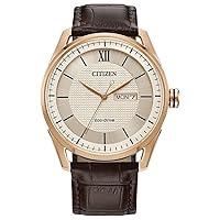 Citizen Men's Classic Eco-Drive Watch with 3-Hand Day and Date