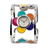 Eton Ladies Multicoloured Flower Bangle Watch 2837J-9 Low Nickel, White/Multicolour, Bangle