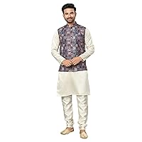 Classy Indian Heavy Cotton Digital Man's Printed Kurta Pajama Set 3649 (Cotton, 4)