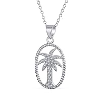 Hawaiian Nautical Opal Cubic Zirconia CZ Tropical Beach Vacation Palm Tree Earrings Necklace Pendant Anklet For Women Yellow 14K Gold Plated .925 Sterling Silver