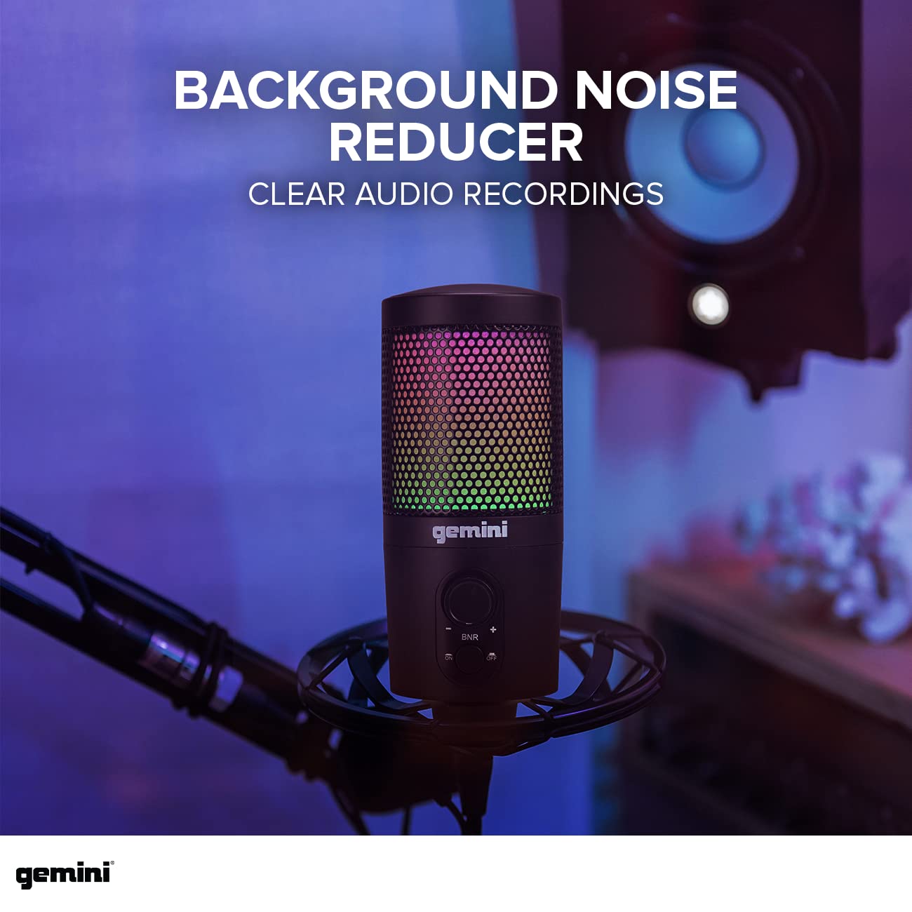 Gemini Sound GSM-100 USB Mic w/LED Lighting - Perfect for Streaming, Gaming & Podcasting - Plug-and-Play - Cardioid Polar Pattern & Noise Reduction