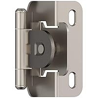 Single Demountable Cabinet Hinge | 1/2 inch (12.7 mm) Overlay Hinge | Satin Nickel | 2 Count (pack of 1) | Self-Closing Hinge | Cabinet Door Hinge