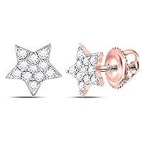 The Diamond Deal 10kt Rose Gold Womens Round Diamond Star Cluster Stud Earrings 1/5 Cttw