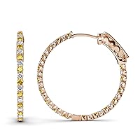 Citrine & Natural Diamond Inside-Out Hoop Earrings 2.70 ctw 14K Rose Gold