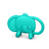Tame Your Tusks Silicone Teether with Handles, Easy-Grasp Elephant, Blue, Unisex, 3 Months+