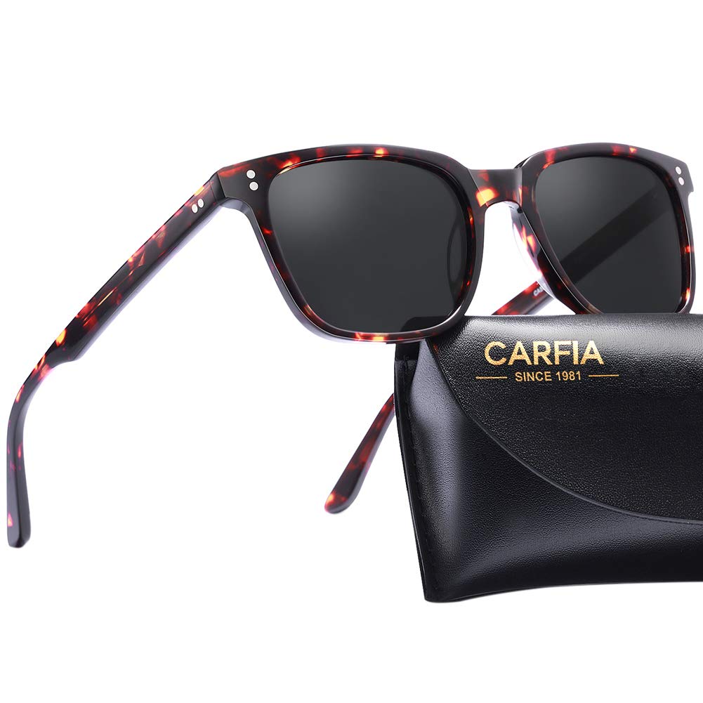 CARFIA Chic Retro Polarized Sunglasses for Women UV400 Protection Hand-Crafted Acetate Frame CA5354