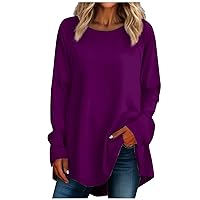 Long Sleeve Shirts for Women Dressy Casual Oversized Tunic Top for Leggings Shirts Crewneck Pullover Loose Fit T Shirt