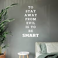 Love Quote Vinyl Wall Decals to Stay Away from Evil is to Be Smart Life Positive Wall Art Decor Murals for Library Home School Office Decorations