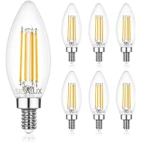 Sigalux E12 LED Bulb Dimmable, Candelabra LED Light Bulbs, Chandelier Light Bulbs, Type B Candle Light Bulbs 450LM UL Listed 6 Pack