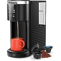 Kismile Single Serve Coffee Maker, 2 in 1 Coffee Machine for K-Cup & Ground Coffee, 6 to 14oz Brew Sizes, Pod Coffee Makers with 40oz Removable Water Reservoir,LCD Screen,Self-cleaning,Black