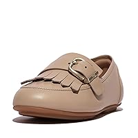 FitFlop Women's Allegro Fringe Buckled Leather Loafers Ballet Flat