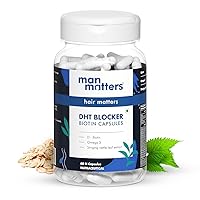 DHT Blocker & Biotin Capsules | Controls Hair Fall, Stimulates Hair Follicles & Promotes Hair Growth | with 40 mcg Biotin, Pumpkin Seed Oil, Stinging Nettle Leaf Extract | 60 Capsules